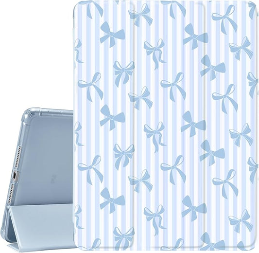JOYLAND Blue Pad Case for iPad Air 4/Air 5 Gen 10.9 (2020/2022)with Pencil Holder-Auto Wake/SleepStripes&ampBlue Bow Pattern Anti-Scratch Shockproof Premium Folio Stand Case for iPad Air 11''(2024