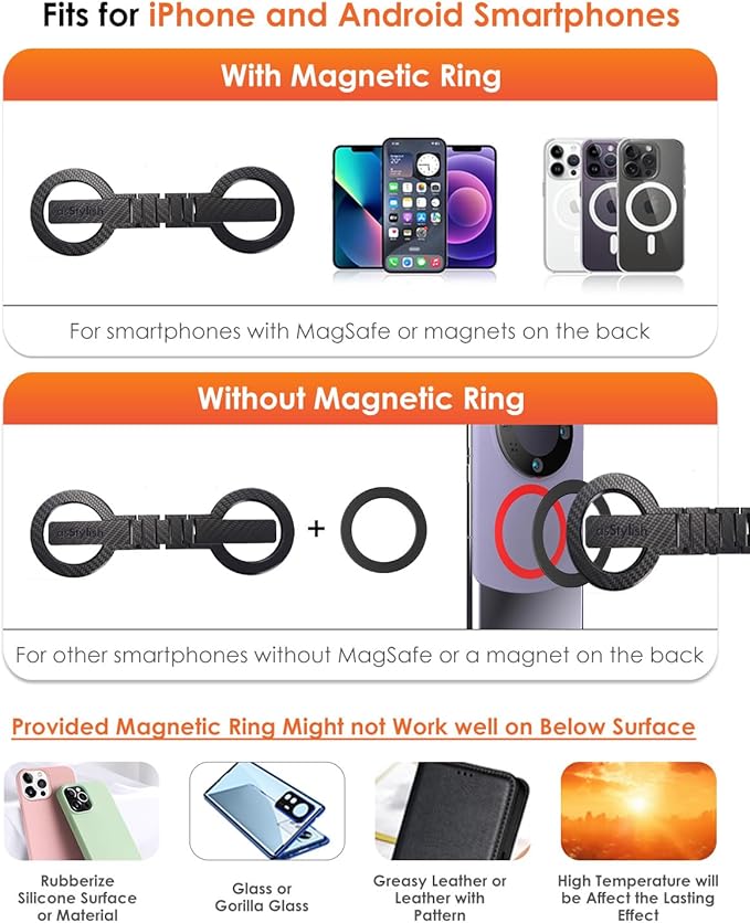 Twins Carry: Magnetic Dual-Phone Holder for iPhone &amp Android | Lightweight Solution for Professionals Travelers &amp Gamers | Manage 2 Mobile Phones for Work Personal Use (Carbon Fiber Mini)