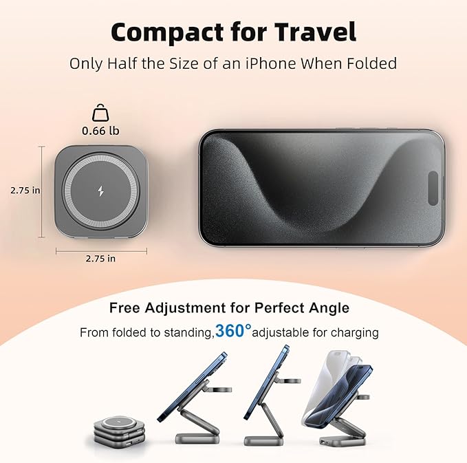 5-in-1 Wireless Charger for MagSafe AC ISLAND Portable Travel Charging Station 35W Max Fast Foldable Magnetic Stand Evolved for iPhone 17-12 &amp Air Series Apple Watch AirPods (with 35W Adapter