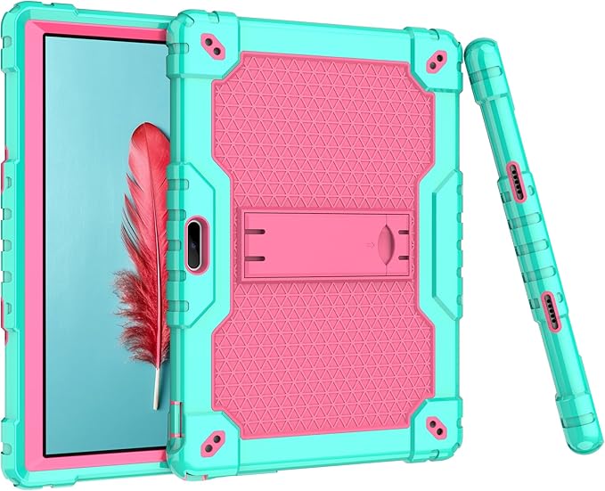 for Vankyo MatrixPad S10 Tab Case YQSAVIOR CUPEISI Coopers YQ10S VIVIMAGE A10 A38 BYANDBY BYYQ10S 10.1 Case Built in Kickstand Shoulder Strap Shell with Screen Protector (Green+Pink/1 Pcs)