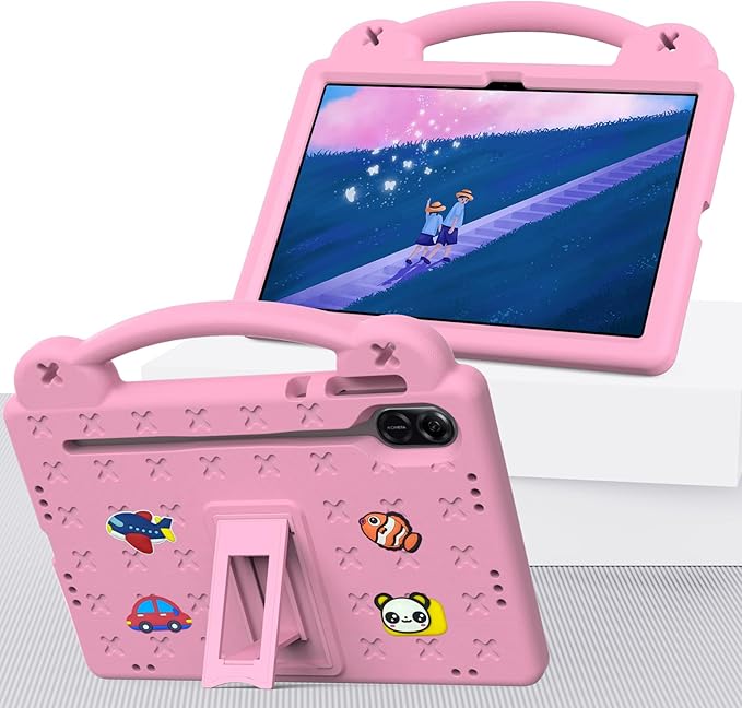 Compatible with Honor Pad X8a 2024/Pad X9 11 inch 2024/Infinix Xpad 11 inch X1101 2024 Tablet Case Kids Shockproof Protective Case with Shoulder Strap &amp Stand Handle Pink