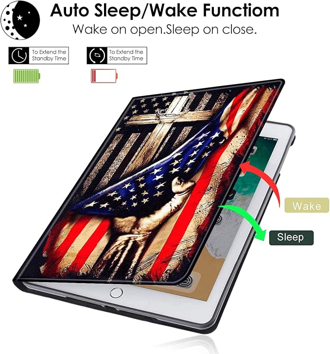 Wooden Cross Power American Flag