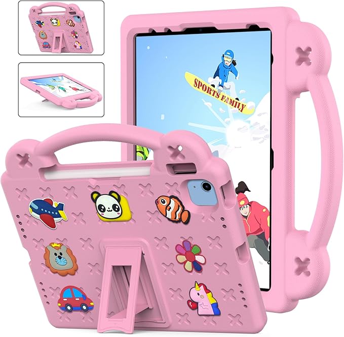 Compatible with ONN 7.0 Tablet (4nd Gen)-100135924(2024) Tablet Case Kids Friendly Universal Lightweight Shockproof Protective Case with Shoulder Strap &amp Stand Handle &amp Pen Tray Pink