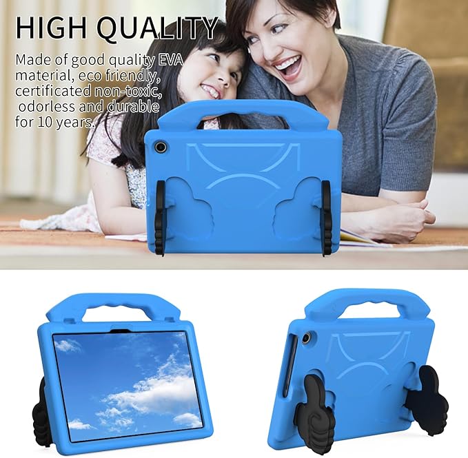 for Amazon Fire Max 11 Kids Tablet Case EVA Material Light Weight Shockproof Rugged Heavy Duty Thumb Kickstand Kids Case for Amazon Fire Max 11 (2023) (Blue)