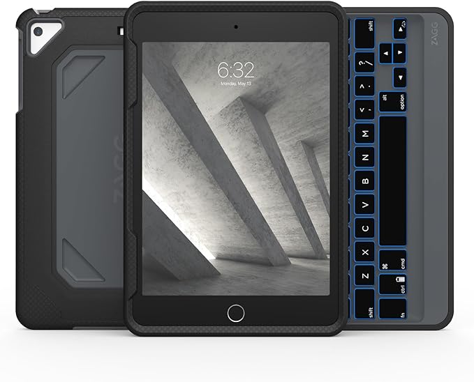 ZAGG Rugged Book - Durable Case and Bluetooth Keyboard for Apple iPad Mini 5 (7.9) - Charcoal