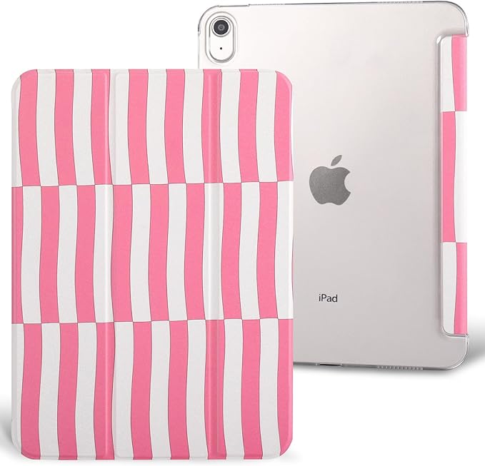 case for ipad 11th Generation11 Inch 2025 (A16 Chip) &amp 10th Gen 10.9 Inch 2022 - Slim Scratch-Resistant Hard PC Translucent Back Shell SmartCover Wake/Sleep FunctionPink Irregular Stripes