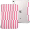 case for ipad 11th Generation11 Inch 2025 (A16 Chip) &amp 10th Gen 10.9 Inch 2022 - Slim Scratch-Resistant Hard PC Translucent Back Shell SmartCover Wake/Sleep FunctionPink Irregular Stripes