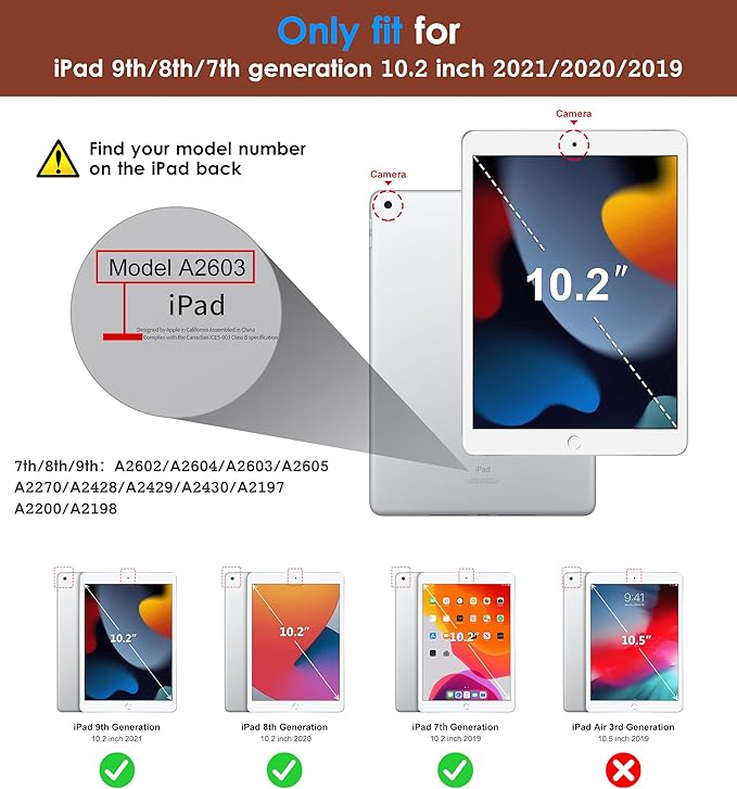 DTTO Rotating Case for iPad 9th/8th/7th Generation 10.2 Inch 2021/2020/2019 360 Degree Swiveling Premium Leather Folio Stand Cover with Pencil Holder - Auto Wake/Sleep and Hand Strap Brown