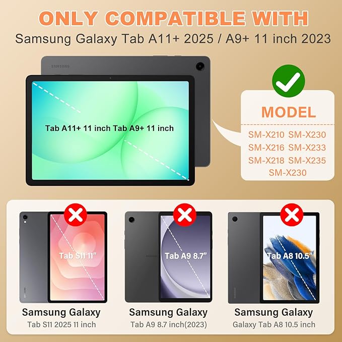 for Samsung Galaxy Tab A11 Plus 2025 / A9 Plus 2023 11 inch Case Kids with Screen Protector Unicorn Stand &amp Shoulder Strap Pencil Holder Cover for Tab A11+/A9+ Tablet (Colourful Pink)