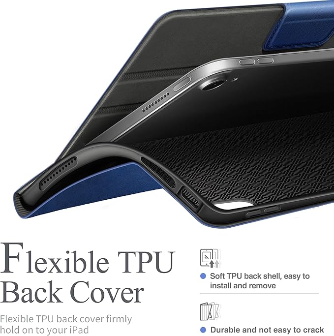 auaua Case for iPad (A16) 11th Generation 11 Inch 2025 iPad 10th Generation 10.9 Inch 2022 with Pencil Holder and Pocket Typing Angle Muti-Stand Magnetic Closure Auto Sleep/Wake (Blue)