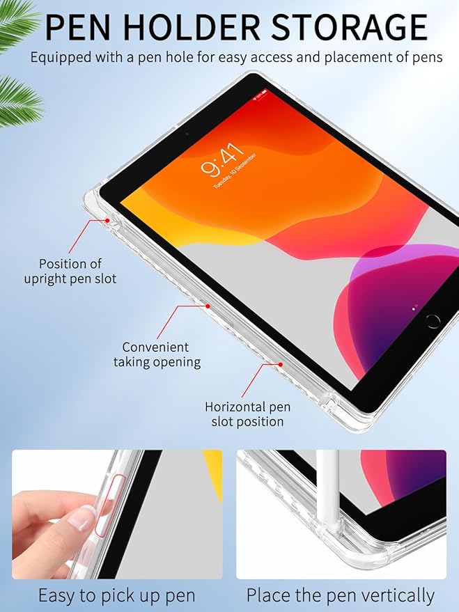 Fycyko Trifold Stand Case for iPad 10.2 InchiPad 9th/8th/7th Generation 2021/2020/2019 Aesthetic Ded Hibiscus Flower Print with Pencil Holder Shockproof Protective CoverDed Flower