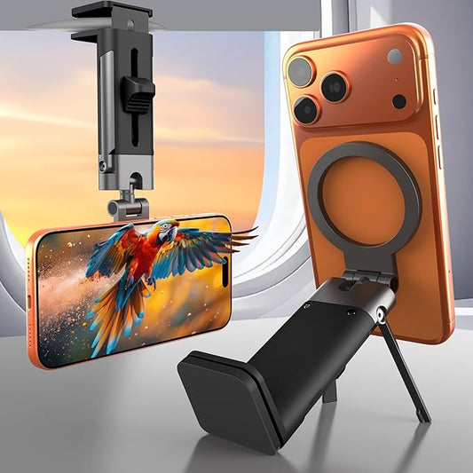 Airplane Phone Holder Mount360° Adjustable Hands-Free MountHandsfree Airport Mount Long Flight Must Haves for Woman Man Fits iPhone 17 16 15 14 Pro Max Series