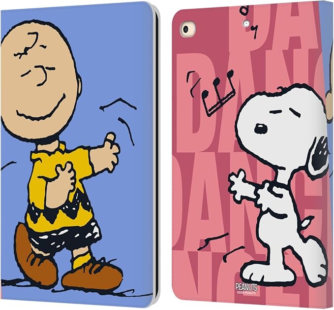 Head Case Designs Officially Licensed Peanuts Snoopy &amp Charlie Halfs and Laughs Leather Wallet Case Compatible with Apple iPad 9.7 2017 / iPad 9.7 2018