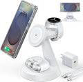 Magnetic Wireless Charger for Samsung 3 in 1 Charging Station Compatible with MagSafe Charger for Samsung Galaxy S26 Ultra Z Fold7/Flip7 Watch Charger Stand for Galaxy Watch Ultra 8 for buds White