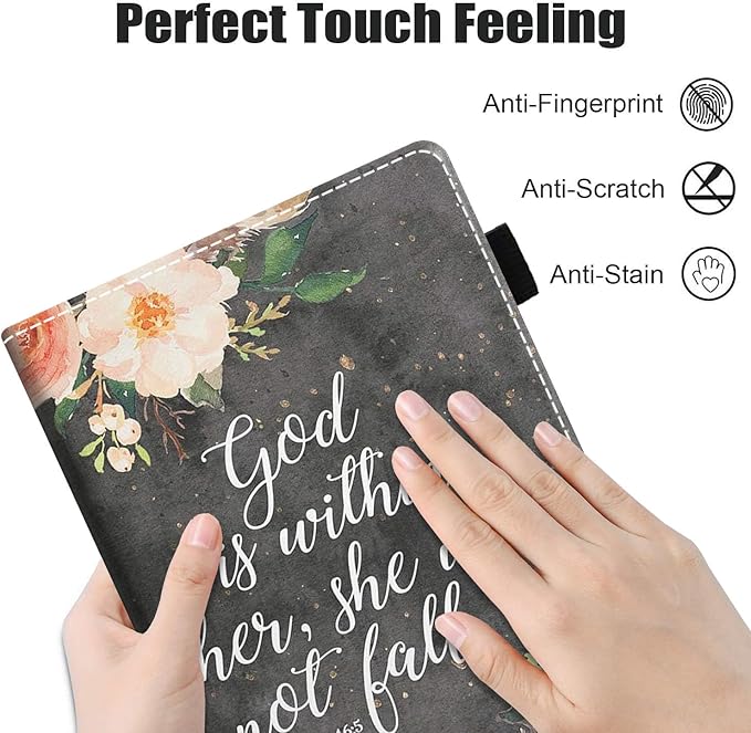 Case for All-New Amazon Fire Max 11 Tablet (11 Inch 13th Generation 2023 Release) with Card Slot &amp Auto Sleep/Wake - Slim PU Leather Stand Folio Cover Floral Quote Bible Verse Psalm 46:5