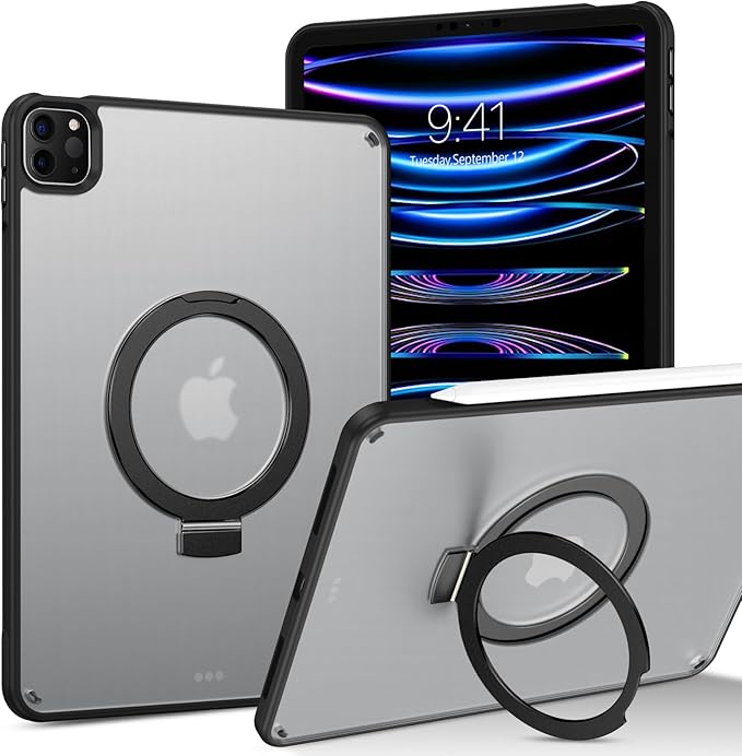 BENTOBEN Kickstand Case for iPad Air 5th/4th Generation (2022/2020) 10.9 inch for iPad Pro 11 2022/2021/2020/2018 Multi-Angle Viewing Foldable Stand Matte Design Shockproof Protective Cover Black