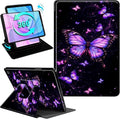 Case for Kindle Fire HD 10 &amp 10 Plus Tablet(13th/11th Gen 2023/2021 Release) 10.1 360 Degree Rotating Swivel Stand Flip Cover with Auto Sleep/Wake Purple Butterflies