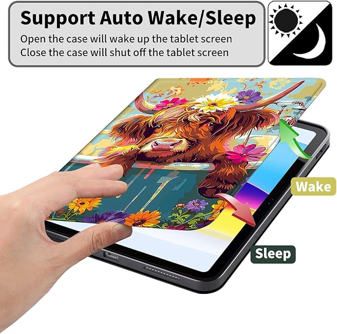 Case for Kindle Paperwhite 12th Generation 7 &amp Kindle ColorSoft Signature Edition PU Leather Protective Cover with Auto Sleep/Wake for Kindle Paperwhite 2024 – Color Highland Cow Flower