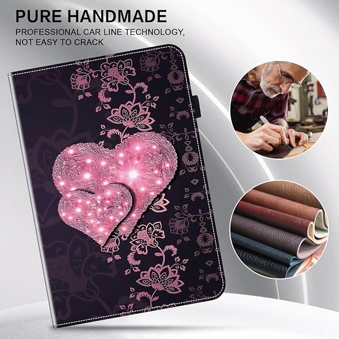 ALILANG Case for Kindle Fire HD 10 &amp 10 Plus Tablet (13th/11th Generation 2023/2021 Release) 10.1 Shockproof Folding Stand Cover for Amazon Fire Hd 10 Tablet Case-Lace Peach