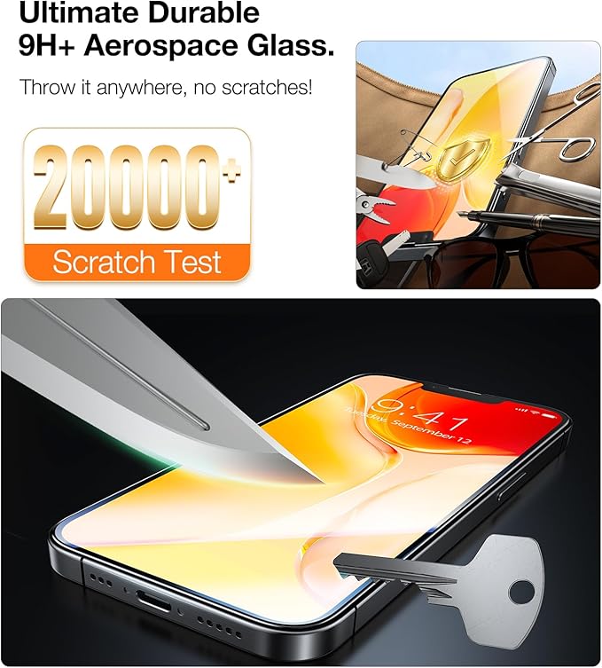 TORRAS Unbreakable for iPhone 17e/16e/14/13 Pro/13 Screen Protector [NO.1 Military-Grade] [12 FT Shatterproof] 9H+ Aerospace Tempered Glass 2 Pack - Touch Sensitivity Full Coverage 6.1 inch