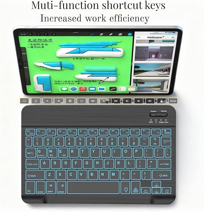 Keyboard Case for Galaxy Tab S6 Lite 10.4 (SM-P620/P625/P613/P619/P615/P610)–7-Color BacklitDetachable Wireless Bluetooth Keyboard Case Thin &amp Light with Built-in Pencil Holder with Mouse.(Black