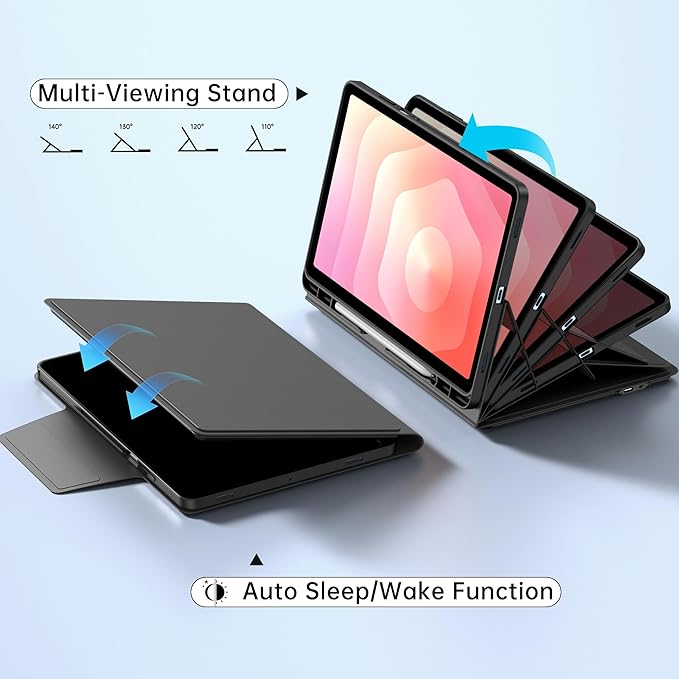 Touch Keyboard Case for Samsung Galaxy Tab S11 11 inch - Folio Combo Wireless Smart Touch Trackpad Keyboard Tablet Cover - 7 Colors Backlit Keyboard with S Pen Holder for Galaxy Tab S11 112025 Black