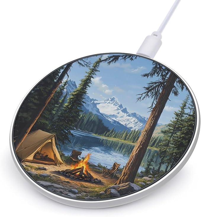 Forests Bonfire Wireless Charger Anti-Slip Wireless Charging Pad Slim Charger Mat for Men Women