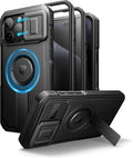 Dexnor for iPhone 15 Pro Max Case with Slide Camera Cover &amp Adjustable Kickstand &amp Built-in Screen Protector Magnetic Rugged Shockproof Bumper Cases Heavy-Duty Magnetic Protective CoverBlack