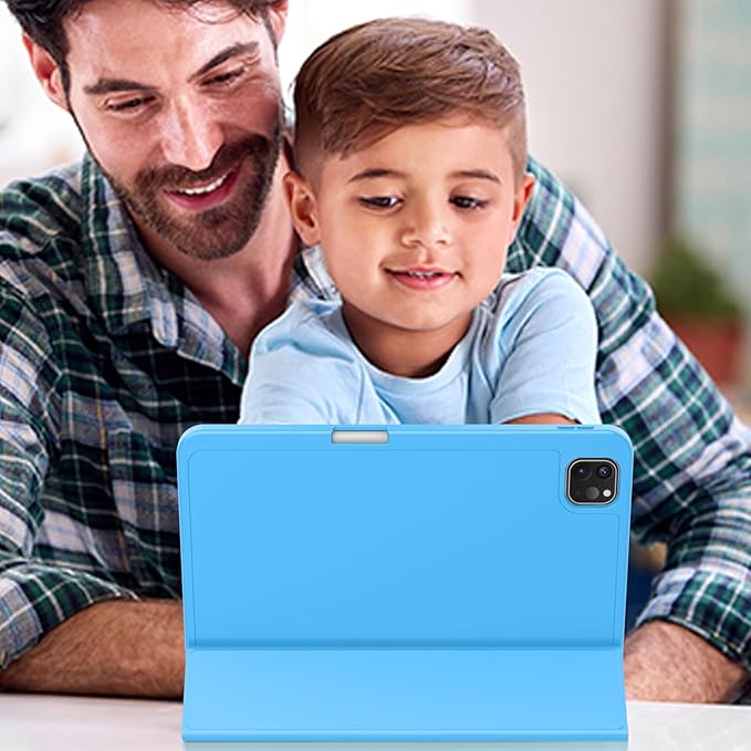 ZryXal New iPad Pro 13 Inch Case (M5) 2025 / (M4) 2024 with Pencil Holder Smart iPad Case [Support Pencil Pro and Pencil (USB-C)] Support Touch ID and Auto Wake/Sleep (New Ocean Blue)