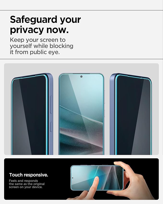 Spigen Tempered Glass Screen Protector [GlasTR EZ FIT - Privacy] Designed for Galaxy S25 | Galaxy S24 [Case Friendly] - 2 Pack