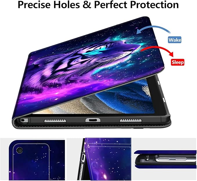 DIGTIALLL Case for Amazon Kindle Fire HD 8 &amp 8 Plus Tablet (12th Generation/10th Generation 2024/2022/2020 Release) PU Leather Smart Protective Cover with Auto Sleep/WakeTiger in Galaxy