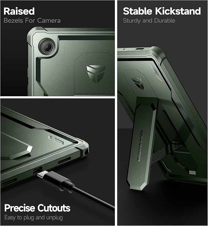 Dexnor Case for Samsung Galaxy Tab A8 10.5 Inch 2022 [Built in Screen Protector &amp Kickstand] Heavy Duty Shockproof Full Body Protective Cover for Galaxy Tab A8 Case-Green