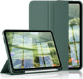 for iPad (A16) 11th Generation Case 11 Inch 2025 for iPad 10th Generation Case 10.9 Inch 2022 with Pencil Holder Smart Trifold Stand Slim Protective Cover Auto Wake/Sleep Dark Green