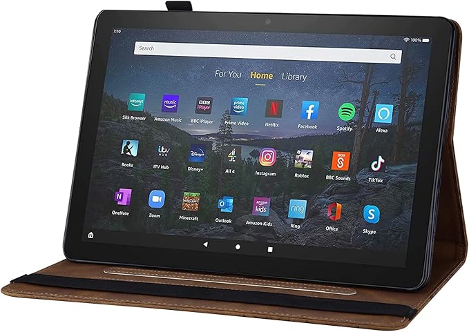 for Amazon Kindle Fire HD 10 &amp HD 10 Plus Case 13th/11th Generation 10.1 inch (2023/2021) Folio Stand Embossed PU Leather Wallet Cover with Pencil Holder/Card Pockes Brown Flower Butterfly