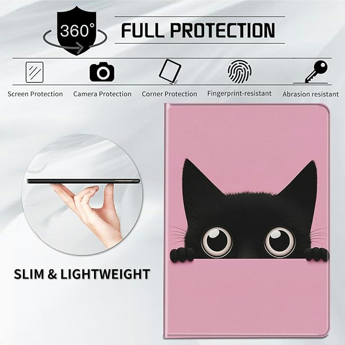 Case for All-New Kindle Paperwhite 12th Generation 7 inch 2024 &amp Kindle Colorsoft Signature Edition 2024 Lightweight Protective PU Leather Smart Stand Cover with Auto Wake Sleep - Cute Cat