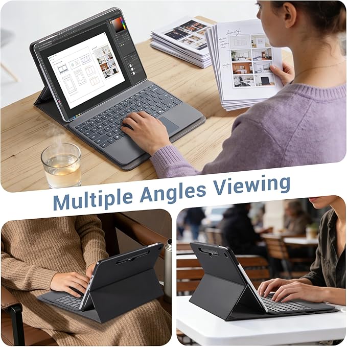 CoBak Case for Microsoft Surface Pro 12 (2025) Premium Business Cover with Multi-Angle Stand Embedded Stylus Holder Keyboard Support &amp Built-in Organizer – Tailored for ProfessionalsBlack