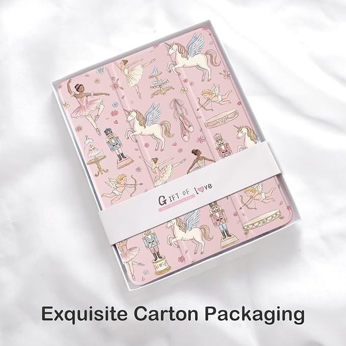 Cute Nutcracker Flower for iPad Pro 13 Inch Case (M5/M4) 2025/2024 with Pencil Holder Auto Sleep/Wake Pink Leather Soft TPU Back Cover