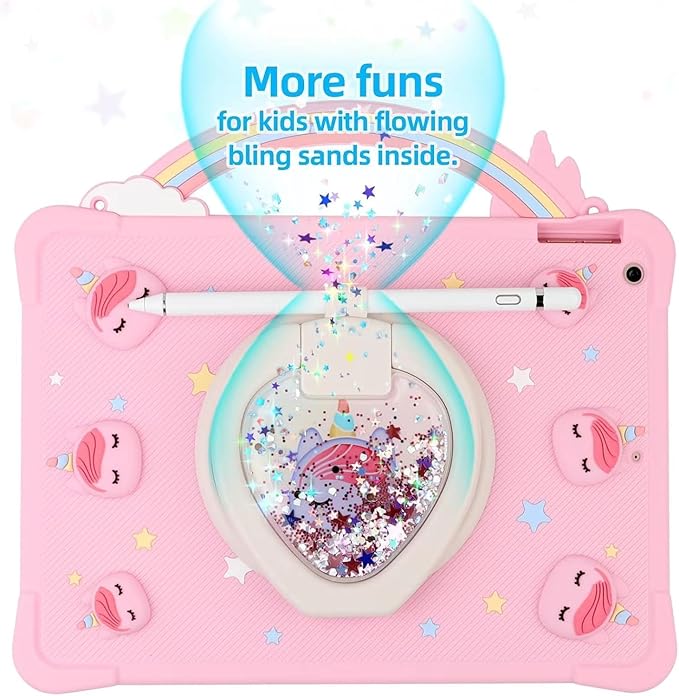 [Super Cute Rainbow Unicorn Case] Cytec Kids Adorable Case for iPad Pro 11 inch (1st 2nd 3rd &amp 4th Gen) 2018/2020/2021/2022 with 360° Rotating Stand