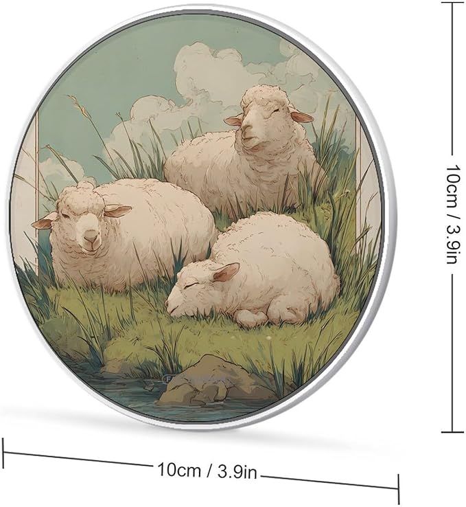 Sheep Laying On Grass Near Water Phone Charger Magnetic Charging Pad Anti-Slip with USB Cable