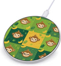 Monkey Banana Leaves Check Plaid Fast Portable Charger 10W Funny Graphic Phone Charging Pad with USB Cable