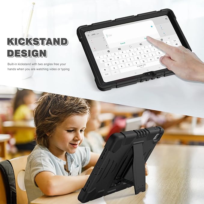 BATYUE Case for iPad (A16) 11th/10th Generation 10.9'' 2025/2022 Rugged Protective Shockproof Cover with Screen Protector 360° Rotating Stand Pencil Holder Carrying Strap Black