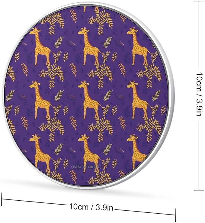 Cute Giraffe Tropical Leaves Wireless Charger Anti-Slip Wireless Charging Pad Slim Charger Mat for Men Women