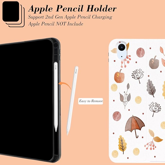 MAYCARI Fall Orange Apples Leaves iPad Case for iPad Air (M2) 2024 13 Inch with Pencil Holder Handmade iPad Air 6th Generation Case Autumn Fine Grained iPad Protecitve Hard Case with Auto Wake/Sleep