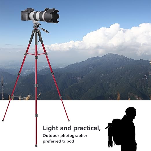 NEEWER Portable Aluminum Alloy Camera 2 in 1 Tripod Monopod Max. 70/177cm with 3 Way Swivel Pan Head and Carrying Bag for DSLR DV Video Camcorder (SAB264 Red)