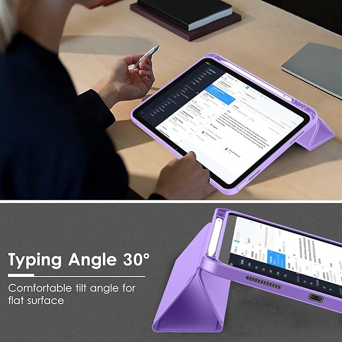 Case for iPad (A16) 11 Inch 2025/iPad 10th Generation 10.9 Inch 2022 Slim Trifold Stand Protective Cover with Pencil Holder and Soft TPU BackSupport Auto Sleep/Wake (Violet)
