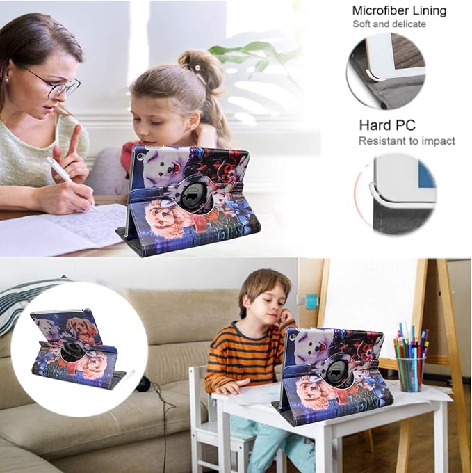 Case for ipad pro 12.9 inch 2nd &amp 1st Generation Old Model 2017/2015 MP6G2LL/A MQDA2LL/A MPLL2LL/A ML0F2LL/A ML3K2LL/A ML0N2LL/A ML0R2LL/A with Rotating Stand Auto Sleep/Wake ((Dog)