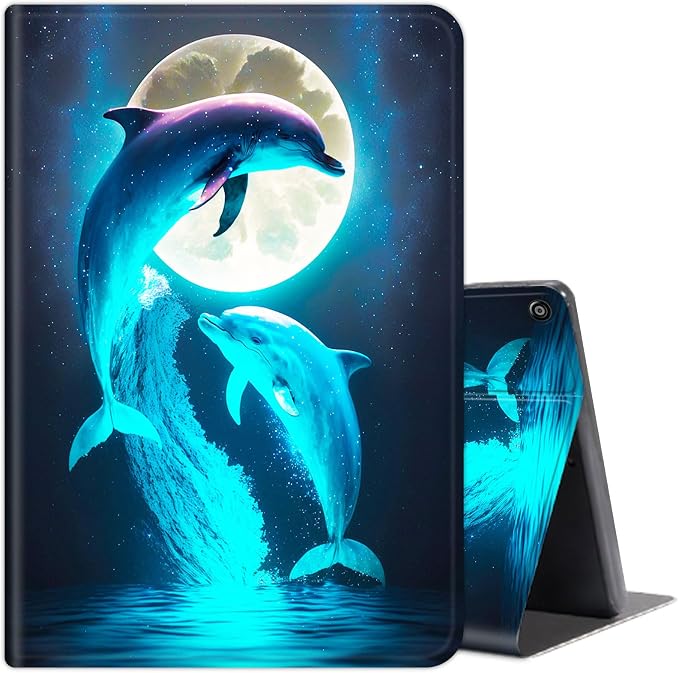 Cute Dolphins and Moon