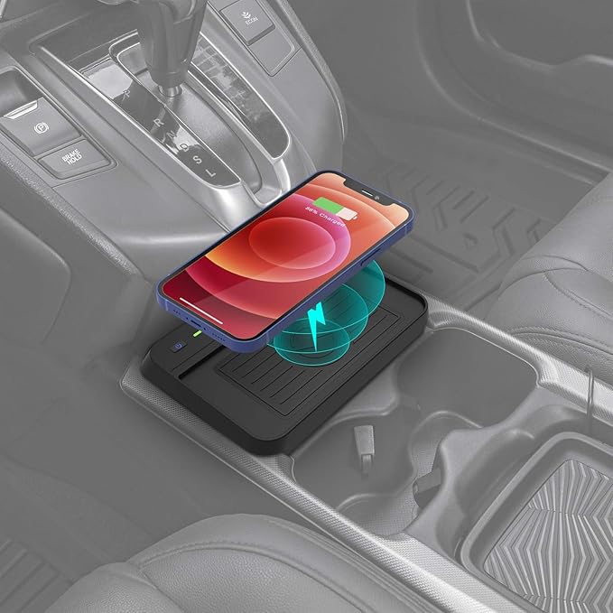CarQiWireless Wireless Charger for Honda CRV 2019 2018 2017 Car Charging Charger Center Console Holder Storage Box with Cell Phone Wireless Charging Pad Mat for CR-V Interior Accessories