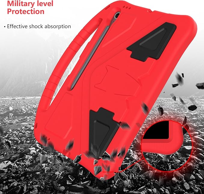 for Samsung Galaxy Tab S10 FE+ Plus Case 13.1 inch 2025 Kids EVA Shockproof Cover with Stand Handle (Red)