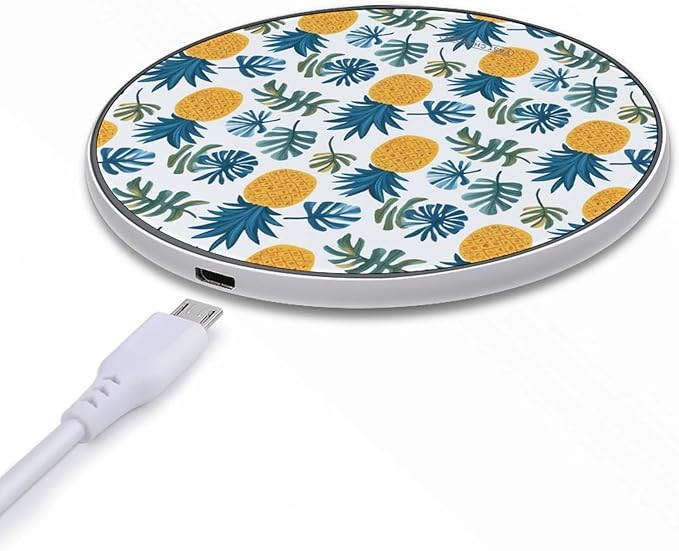 Pineapple Tropical Leaves Wireless Charger Anti-Slip Wireless Charging Pad Slim Charger Mat for Men Women